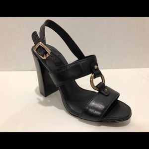 Tory Burch Fletcher Sandal Black Leather Size 8.5
